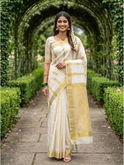 Mimosa - Art Silk Kanjivaram White Saree