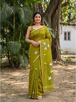 Mimosa - Art Silk Banarasi Green Saree