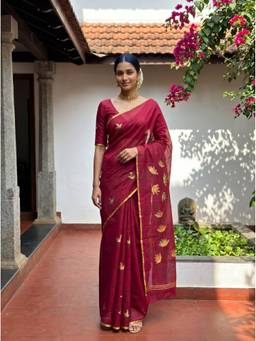 Mimosa - Art Silk Banarasi Printed Purple Saree