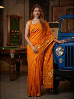Mimosa - Art Silk Banarasi Gold Saree