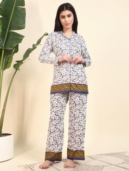 SEPHANI - Blue Cotton Nature Shirt with Pyjama
