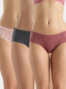 Jockey - FE31 Women High Coverage Cotton Elastane Hipster - Assorted Prints (Pack of 3)