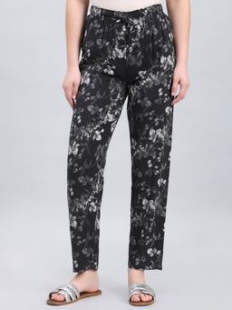 Go Colors - Black Viscose Printed Lounge Pant