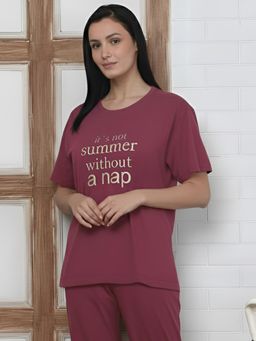 Kanvin - Pink Modal Printed T-Shirt