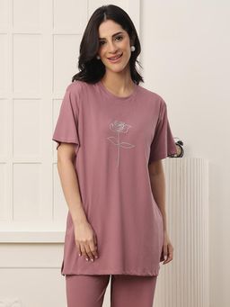 Kanvin - Pink Modal Printed T-Shirt