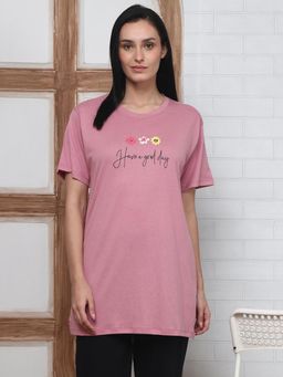 Kanvin - Pink Modal Printed T-Shirt