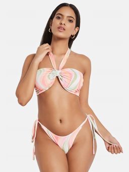 G Heist - Multi-Color Polyester Printed Bikini Top With Panty Set