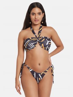 G Heist - Multi-Color Polyester Printed Bikini Top With Panty Set