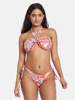 G Heist - Multi-Color Polyester Printed Bikini Top With Panty Set