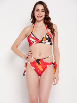 G Heist - Multi-Color Polyester Printed Bikini Top With Panty Set