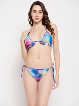 G Heist - Multi-Color Polyester Printed Bikini Top With Panty Set