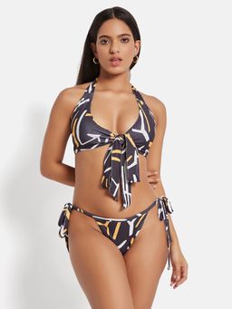 G Heist - Multi-Color Polyester Printed Bikini Top With Panty Set