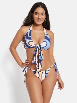 G Heist - Multi-Color Polyester Printed Bikini Top With Panty Set