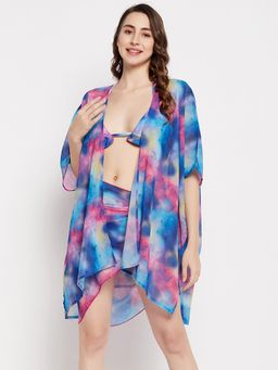 G Heist - Multi-Color Polyester Printed Bikini Top, Panty, Sarong & Cover-up Set (Pack of 2)