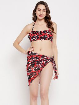 G Heist - Multi-Color Polyester Printed Bikini Top With Panty & Sarong Set (Pack of 2)
