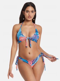 G Heist - Multi-Color Polyester Printed Bikini Top With Panty Set