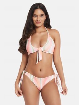 G Heist - Multi-Color Polyester Printed Bikini Top With Panty Set
