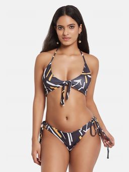 G Heist - Multi-Color Polyester Printed Bikini Top With Panty Set