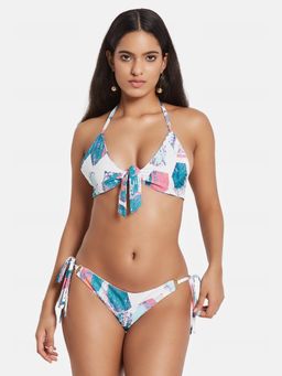 G Heist - Multi-Color Polyester Printed Bikini Top With Panty Set