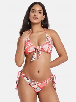 G Heist - Multi-Color Polyester Printed Bikini Top With Panty Set