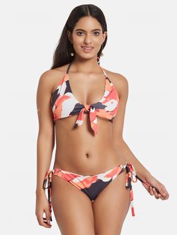 G Heist - Multi-Color Polyester Printed Bikini Top With Panty Set
