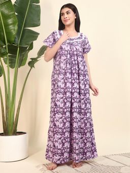SEPHANI - Purple Cotton Printed Nightdress