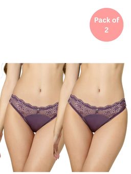 bodyline - Purple Polyamide Floral Panty (Pack of 2)