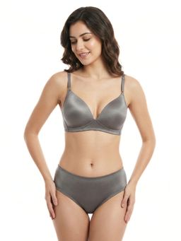 Curwish - Grey Microfibre Solid Hipster Panty