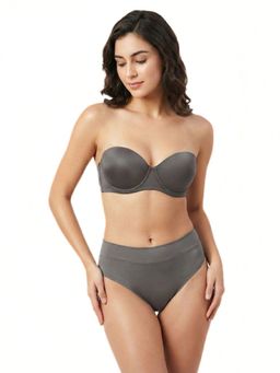 Curwish - Grey Microfibre Solid Bikini Panty