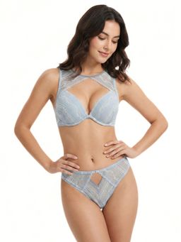 Curwish - Grey Lace Self Design Bikini Brief