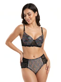 Curwish - Black Lace Embellished Bikini Panty