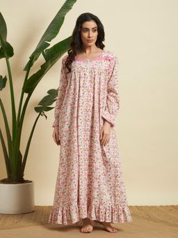 SEPHANI - Cream Cotton Printed Nightdress