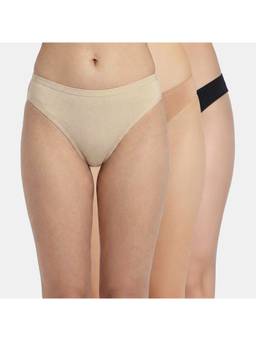 Zivame - Multi-Color Cotton Blend Solid Bikini (Pack of 3)