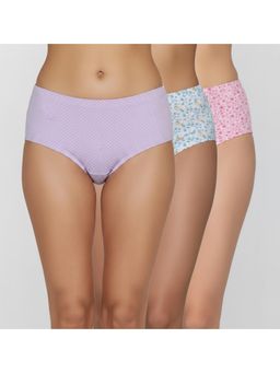 Zivame - Multi-Color Cotton Blend Printed Hipster (Pack of 3)