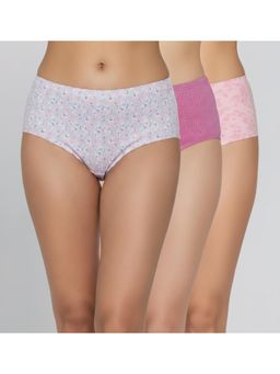 Zivame - Multi-Color Cotton Blend Printed Hipster (Pack of 3)