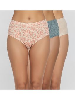 Zivame - Multi-Color Cotton Blend Printed Hipster (Pack of 3)