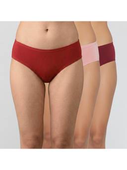 Zivame - Multi-Color Cotton Blend Solid Hipster (Pack of 3)
