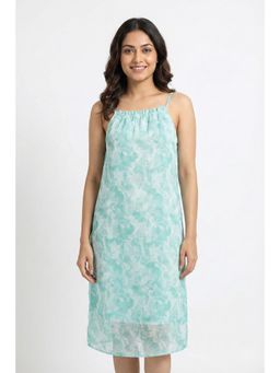 Zivame - Green Satin Floral Nightdress