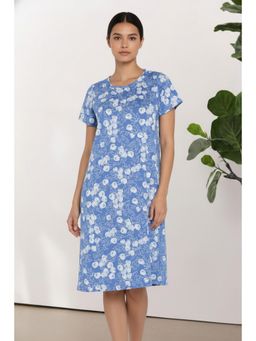Zivame - Blue Cotton Floral Nightdress