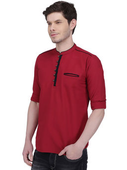 KUONS AVENUE - Men Linen Cotton Casual Short Kurta