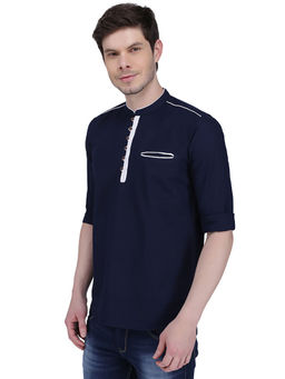 KUONS AVENUE - Men Linen Cotton Casual Short Kurta