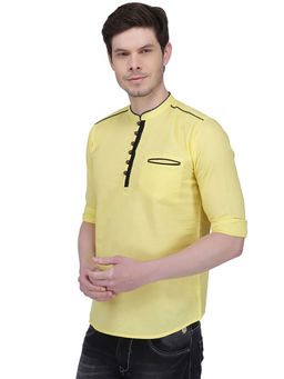 KUONS AVENUE - Men Linen Cotton Casual Short Kurta