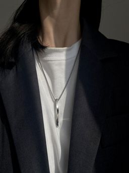 AQUASTREET - Silver Plated Twisted Pendant Chain, Anti-Tarnish Stainless Steel Jewelry