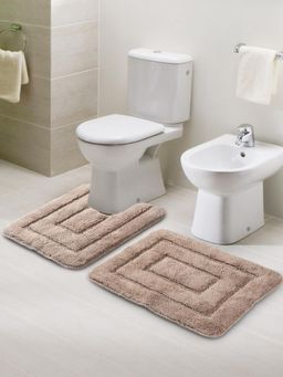 Saral Home - Cotton Anti-Slip Bathmat (Beige, 45 x 60 cm & 45 x 50 cm)