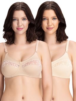 Groversons Paris Beauty - Womens Cotton Lycra Non-Padded Non-Wired Bra (Pack of 2)