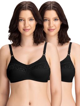 Groversons Paris Beauty - Womens Cotton Lycra Non-Padded Non-Wired Bra (Pack of 2)
