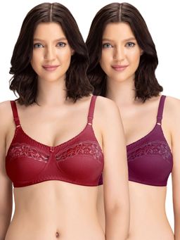 Groversons Paris Beauty - Womens Cotton Lycra Non-Padded Non-Wired Bra (Pack of 2)