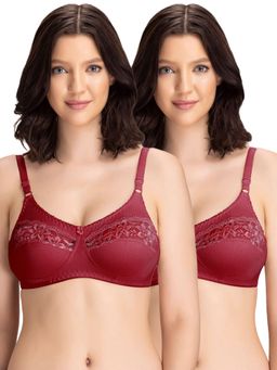 Groversons Paris Beauty - Womens Cotton Lycra Non-Padded Non-Wired Bra (Pack of 2)