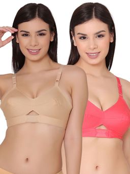 Groversons Paris Beauty - Full Coverage Non-Padded Organic Cotton Bra (Pack of 2)