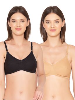 Groversons Paris Beauty - Womens Organic Cotton Non-Padded Non-Wired Bra (Pack of 2)
